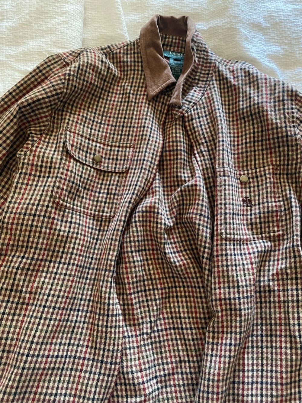 Ralph Lauren Brown Navy Red Plaid Wool Blazer